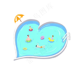 夏天解暑避暑度假浪漫心形游泳池