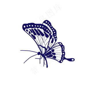 青花瓷花印蝴蝶