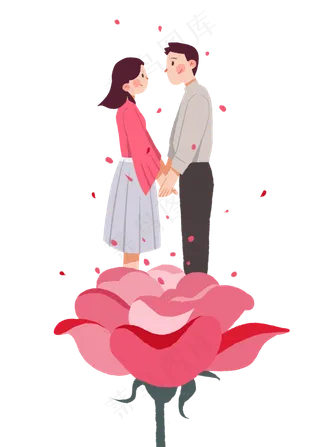 情人节2.14情侣卡通手绘