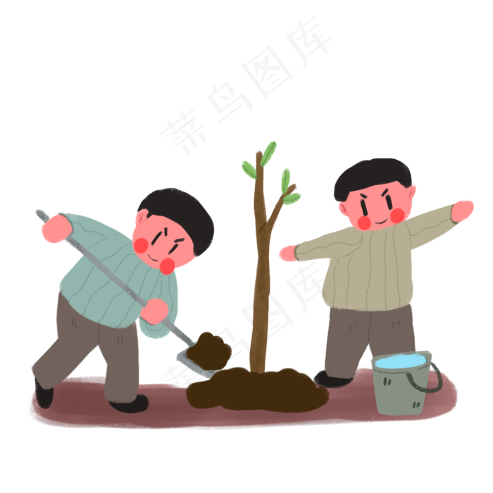 植树节朋友们开心的植树