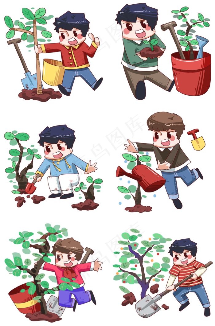 植树节人物插画合集