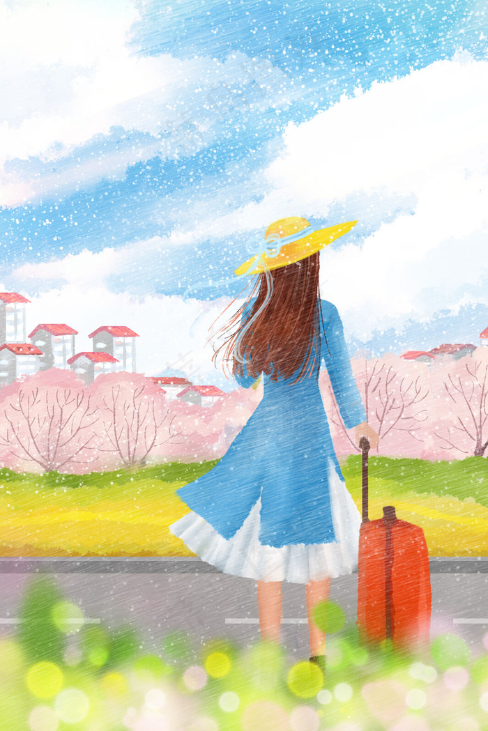 美丽的女孩五一出游(1125X2436(DPI:72))psd模版下载