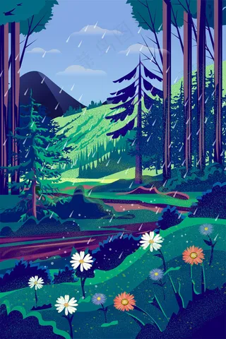 绿色春天雨水节气