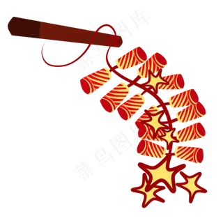 春节创意手绘喜庆新年放鞭炮,免抠元素