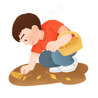 芒种拾麦穗素材