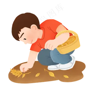 芒种拾麦穗素材