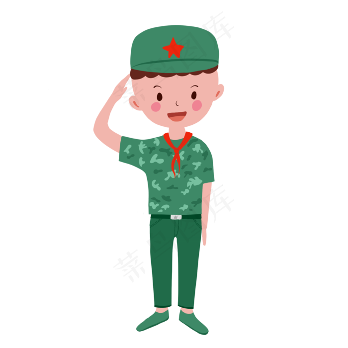 军人男孩军训敬礼
