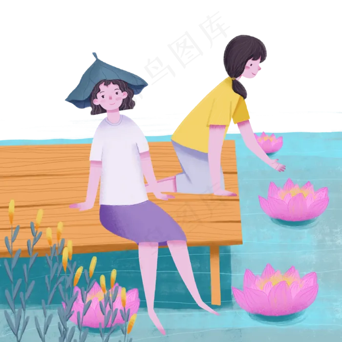 处暑荷花灯女孩(2000X2000(DPI:300))psd模版下载