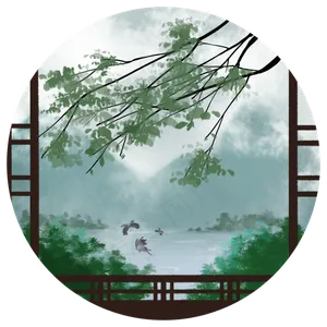 惊蛰节气青绿水墨中国风免扣素材,免抠元素
