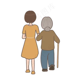 母亲节搀扶母亲散步免抠元素下载