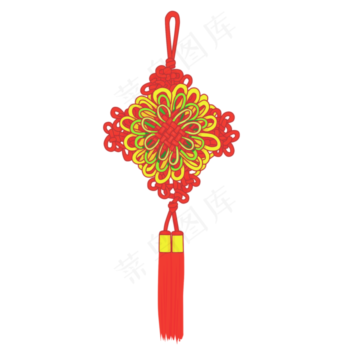 新年红色的中国结插画,免抠元素