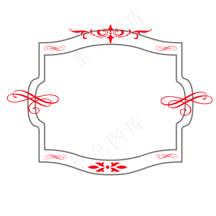 红色喜庆创意方形边框元素,免抠元素