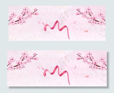 桃花节文艺朦胧渐变丝带粉banner