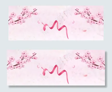 桃花节文艺朦胧渐变丝带粉banner