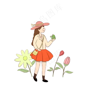 端午节拿着粽子的快乐女孩手绘