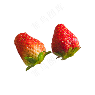 两颗草莓实拍免抠