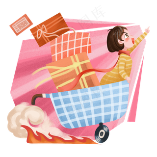 2019农历新年采买年货传统习俗之�,免抠元素