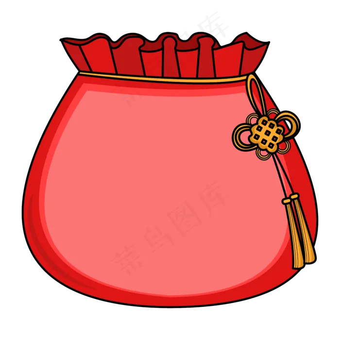新年红色的福袋边框,免抠元素
