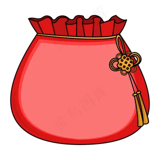 新年红色的福袋边框,免抠元素