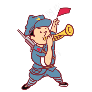 建军节卡通八路军