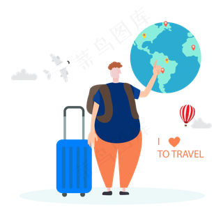 夸大撞色扁平化卡通出游矢量设计