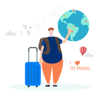 夸大撞色扁平化卡通出游矢量设计