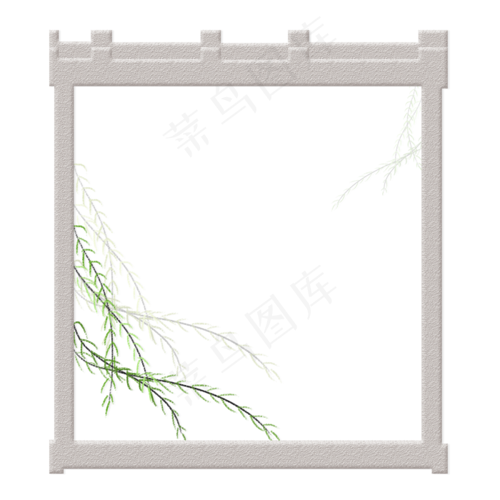 清明节柳叶边框png素材