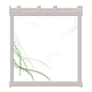 清明节柳叶边框png素材