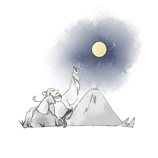 李白醉卧古风人物,免抠元素