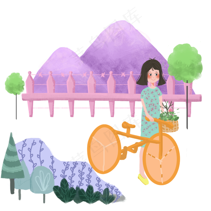 植树节骑自行车女孩(2480X2480(DPI:300))psd模版下载