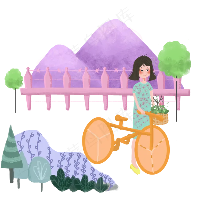 植树节骑自行车女孩(2480X2480(DPI:300))psd模版下载