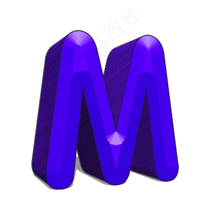 卡通立体浮雕字母M