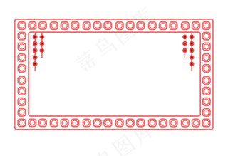 手绘红色新年边框,免抠元素