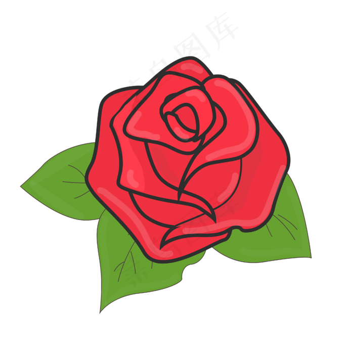 手绘红色玫瑰花花朵