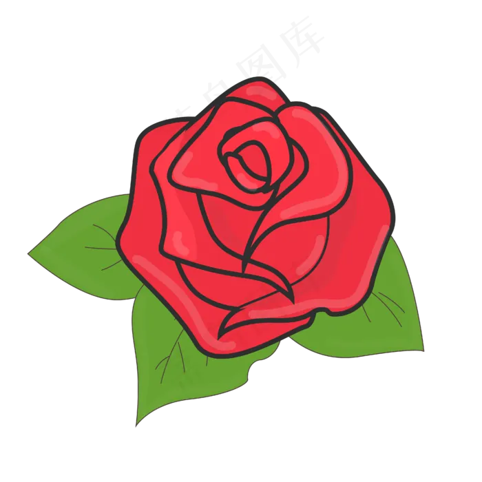 手绘红色玫瑰花花朵(4167*4167px 300 dpi )ai矢量模版下载