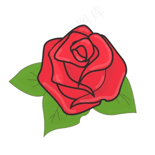 手绘红色玫瑰花花朵