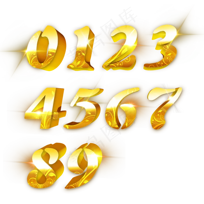 数字0到9数字倒计时金属字
