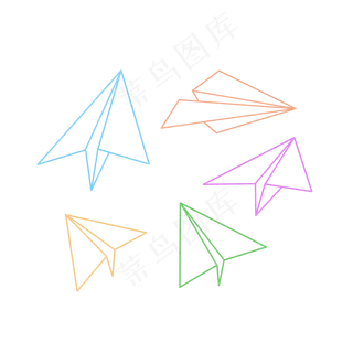 毕业季彩色简约线稿纸飞机PNG