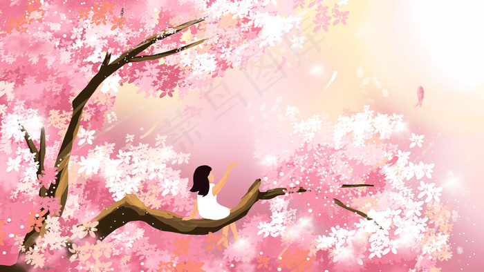 梦幻粉色樱花风景(2880X1620(DPI:300))psd模版下载