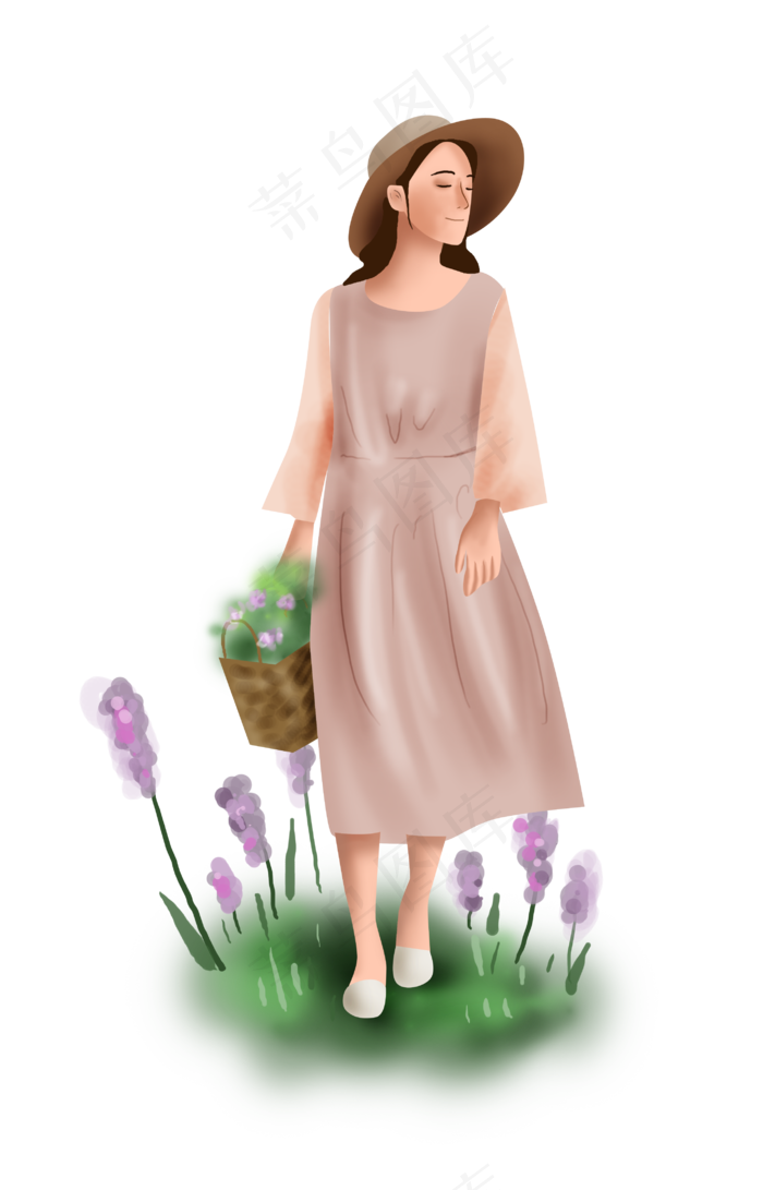 夏至花丛里的女孩(2862X4459(DPI:300))psd模版下载