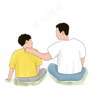 父亲节父子背影PNG