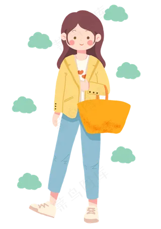 踏青出行好天气人物png格式