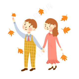 手绘矢量免抠卡通可爱情侣秋游旅