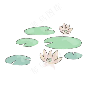 清新可爱手绘荷花装饰