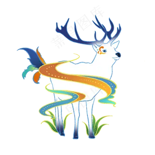 新中式国潮风动物麋鹿