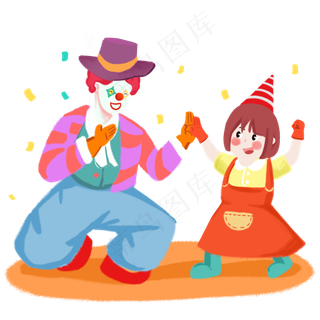 愚人节小丑女孩手绘人物PNG素材,免抠元素