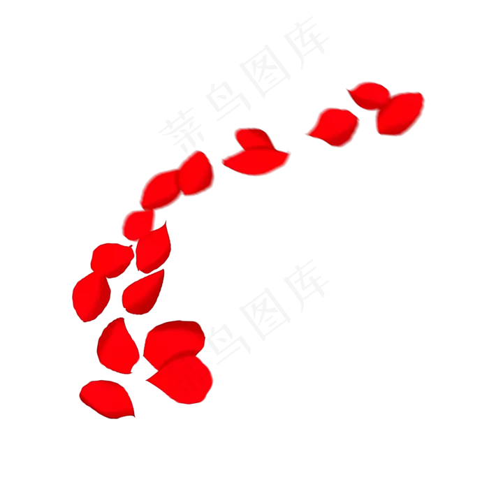 漂浮的红色玫瑰花瓣插图(2000X2000(DPI:300))psd模版下载