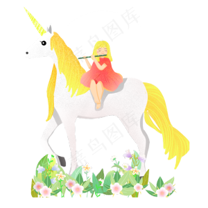 夏至白马鲜花精灵女孩素材