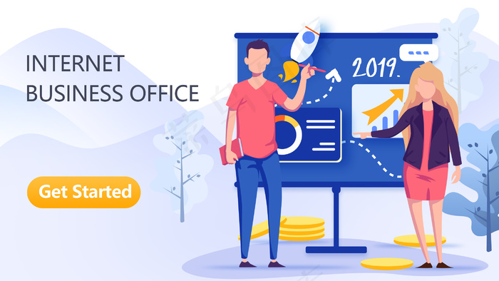 商务办公扁平插画