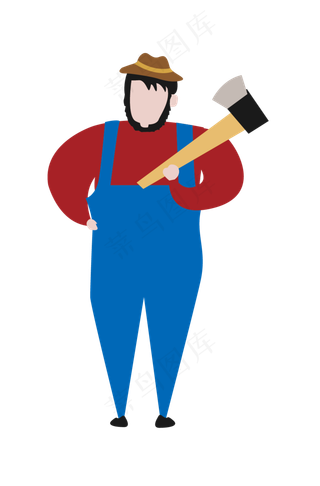 五一劳动节扁平化夸张拿锄头人物